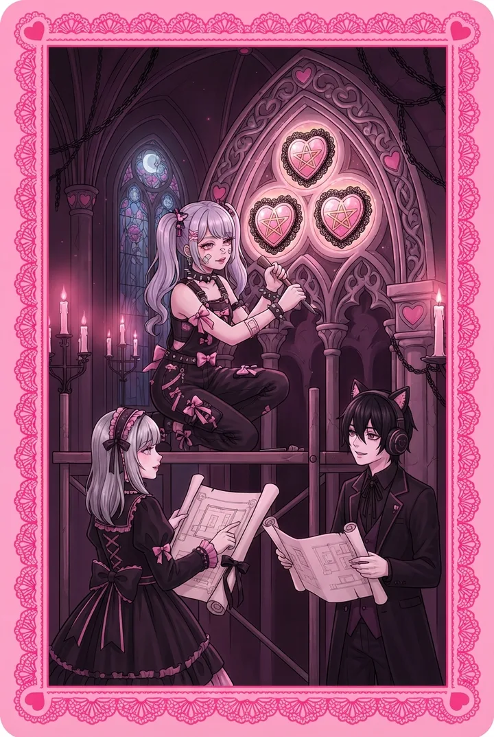 펜타클 3 Three of Pentacles 타로 카드