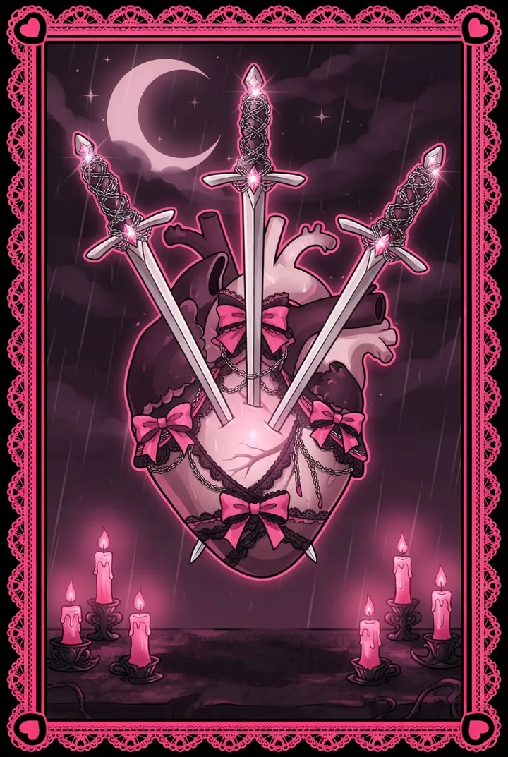 소드 3 Three of Swords 타로 카드